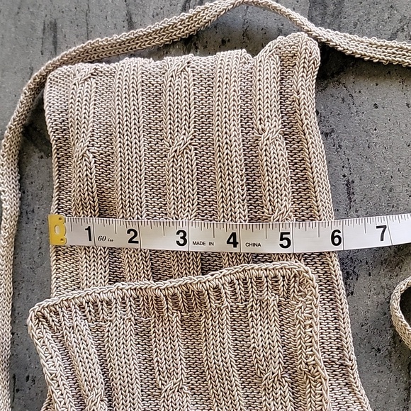 Carlo D' Santi Crossbody Knit Purse w/Coin Pouch attachment Beige NWOT - Picture 9 of 12